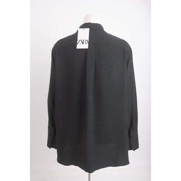 Zara Woman's Blouse Top Shirt Button front Size L Deep Green 9479/257 NWT - Picture 6 of 7